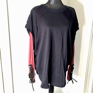 Free People Goth Black Lace Linked Ring Boho Long Sleeve Top